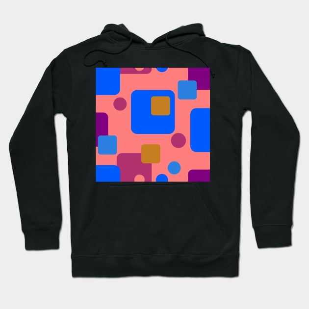 Retro Abstract Dream Space Blue MAgenta Orange on Deep Blush Hoodie by ArtticArlo